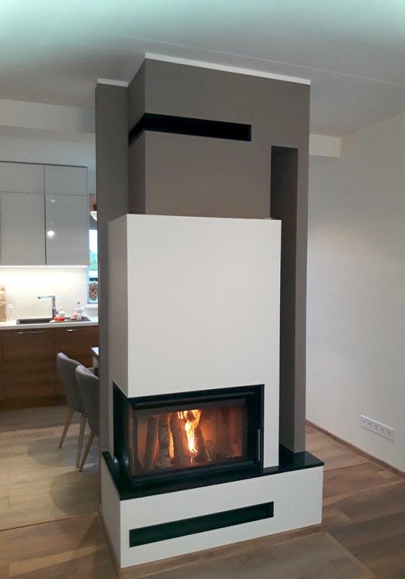 HEAT R/L 2g S 70.44.33.13(23) - narożny wkład kominkowy z giętą (łączoną) szybą