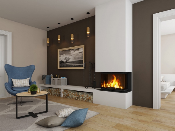 HEAT C 3g L 65.52.31.01(21) - powietrzny wkład kominkowy przeszklony z trzech stron z podnoszonymi drzwiczkami i giętą (łączoną) szybą