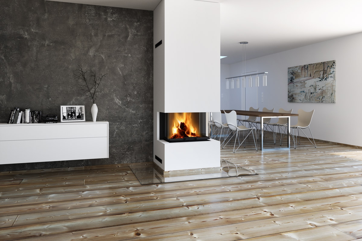 HEAT C 3g L 65.52.31.01(21) - powietrzny wkład kominkowy przeszklony z trzech stron z podnoszonymi drzwiczkami i giętą (łączoną) szybą