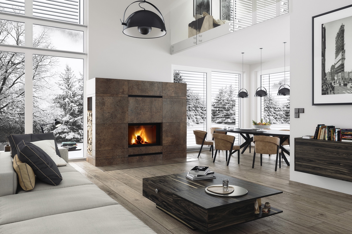 IMPRESSION 2g L 80.60.01 - wkład kominkowy z wysuwanymi drzwiczkami i podwójną szybą