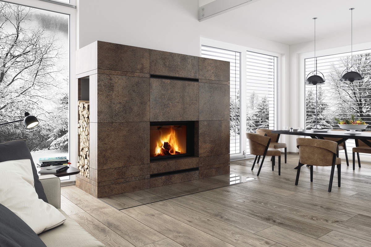 IMPRESSION 2g L 80.60.01 - wkład kominkowy z wysuwanymi drzwiczkami i podwójną szybą