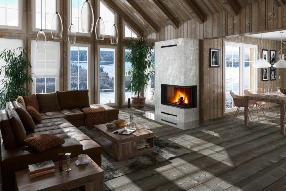 IMPRESSION R/L 2g S 71.60.34.21 - narożny wkład kominkowy z łączoną szybą