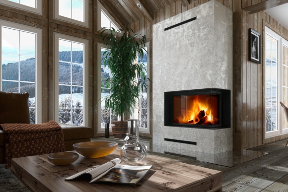 IMPRESSION R/L 2g S 71.60.34.21 - narożny wkład kominkowy z łączoną szybą